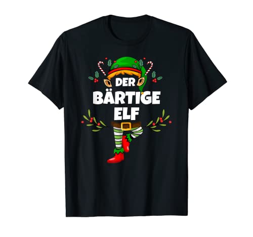 Herren Bärtige Elf Lustiges Bart Weihnachts-Elf Xmas Design T-Shirt von Elf Geschenk Weihnachten Outfit im Partnerlook