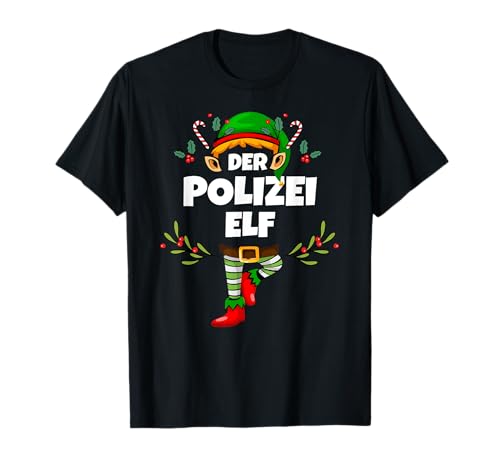 Herren Polizei Elf Lustiges Weihnachts-Elf Polizist Design T-Shirt von Elf Geschenk Weihnachten Outfit im Partnerlook