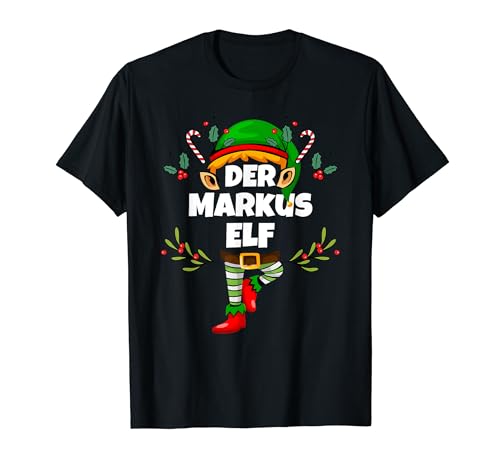 Markus Elf Lustiges Weihnachts-Elf Herren Jungs T-Shirt von Elf Geschenk Weihnachten Outfit im Partnerlook