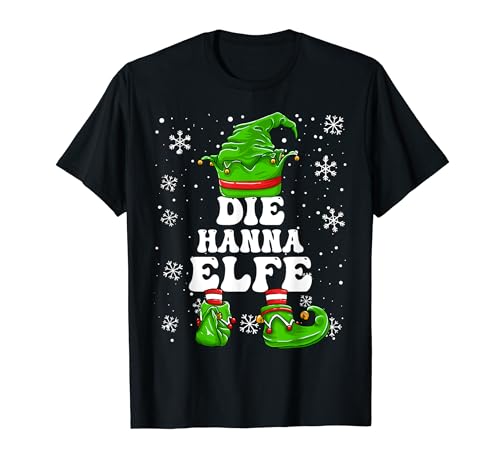 Weihnachten Elf Vorname Hanna Elfe Damen Mädchen T-Shirt von Elf Weihnachten Geschenke Im Elf Familien Outfit