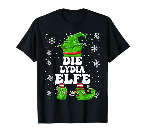 Weihnachten Elf Vorname Lydia Elfe Damen Mädchen T-Shirt von Elf Weihnachten Geschenke Im Elf Familien Outfit