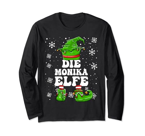 Weihnachten Elf Vorname Monika Elfe Damen Mädchen Langarmshirt von Elf Weihnachten Geschenke Im Elf Familien Outfit