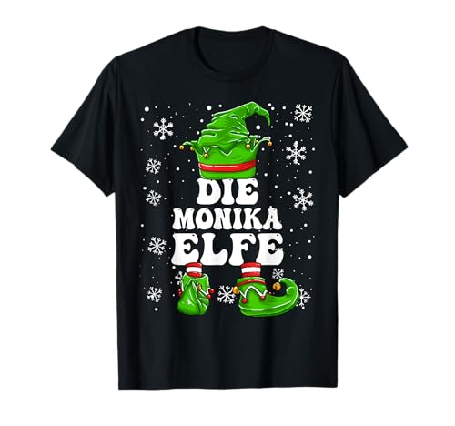 Weihnachten Elf Vorname Monika Elfe Damen Mädchen T-Shirt von Elf Weihnachten Geschenke Im Elf Familien Outfit