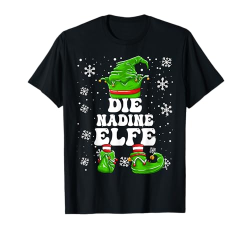 Weihnachten Elf Vorname Nadine Elfe Damen Mädchen T-Shirt von Elf Weihnachten Geschenke Im Elf Familien Outfit
