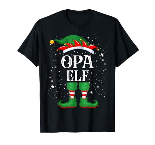 Elf Weihnachtsshirt Familien Outfit Opa Elf T-Shirt Schwarz Unisex-Kinder Unisex-Erwachsene Kurzarm Klassisch Weihnachten von Elf Weihnachtsshirt Familien Outfit Partnerlook