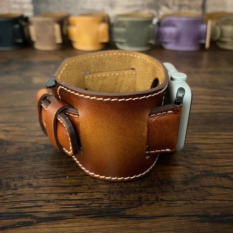 Apple Watch Armband 42 Mm 46 49 Manschette 44 38 40 M Iwatch Band Personalisierte Monogramm Geschenk Für Freund von ElfLeatherWorkshop