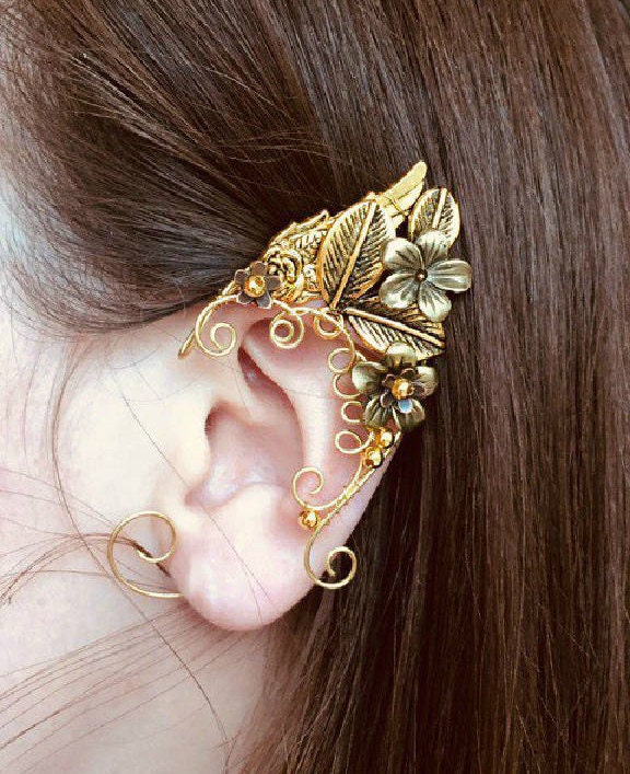 Elfen Ohren | Ohrmanschetten Elbenohren Cosplay Ohrmanschette Kein Piercing Earcuff Gold Manschette Ohrringe Ohrring von ElfParadise