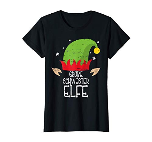 Damen Große Schwester Elfe Partnerlook Familien Outfit Weihnachten T-Shirt von Elfe Partnerlook ALBASPIRIT