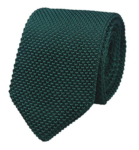 Elfeves Herren Skinny Knit Krawatte Vintage Smart Gemustert Einfarbig Freizeit Krawatte, Dunkelgrün, Einheitsgröße von Elfeves