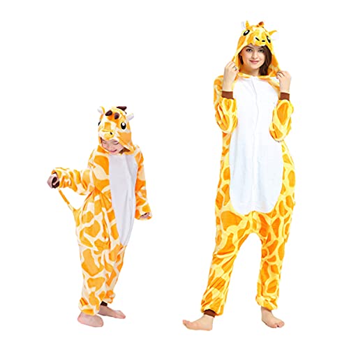 Elfin-Lore Tieranzüge Nachtwäsche Erwachsene Pyjama Tier Kostüme Flanell Warm Onesie Schlafanzüge Neuheit Overall Jumpsuit Unisex (Gelb-S) von Elfin-Lore