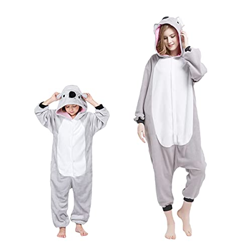 Elfin-Lore Tieranzüge Nachtwäsche Erwachsene Pyjama Tier Kostüme Flanell Warm Onesie Schlafanzüge Neuheit Overall Jumpsuit Unisex (Grau-L) von Elfin-Lore