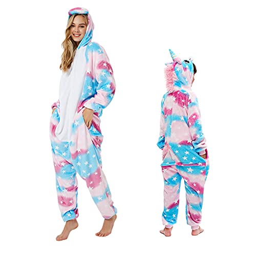 Elfin-Lore Tieranzüge Nachtwäsche Erwachsene Pyjama Tier Kostüme Flanell Warm Onesie Schlafanzüge Neuheit Overall Jumpsuit Unisex (Mehrfarbig-M) von Elfin-Lore