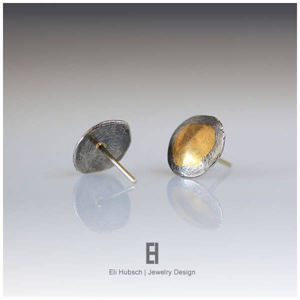 Ohrstecker Ohrringe Silber Und Gold - 0.4" Kreis Handgemachte Schmuck Statement Braut Freundin-Geschenk Ohrstecker Ohrringe Silber Und Gold - 0.4" Kreis Handgemachte Schmuck Statement Braut Freundin-Geschenk von EliHubschJewelry