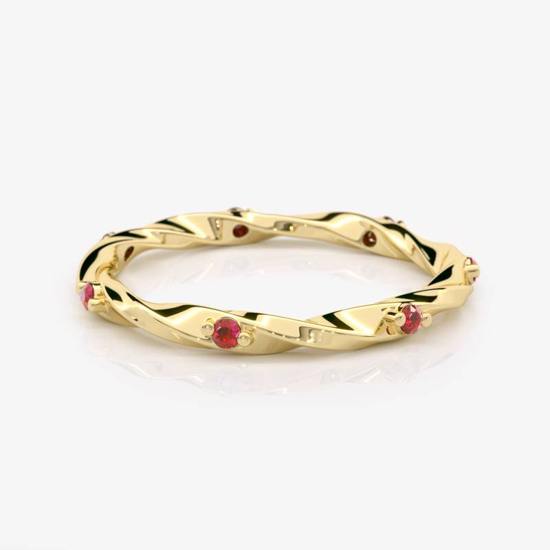 14K Gold Twisted Natural Lab Grown Rubin Hochzeitsband 14K Gold Twisted Natural Lab Grown Rubin Hochzeitsband von EliaFineJewelry