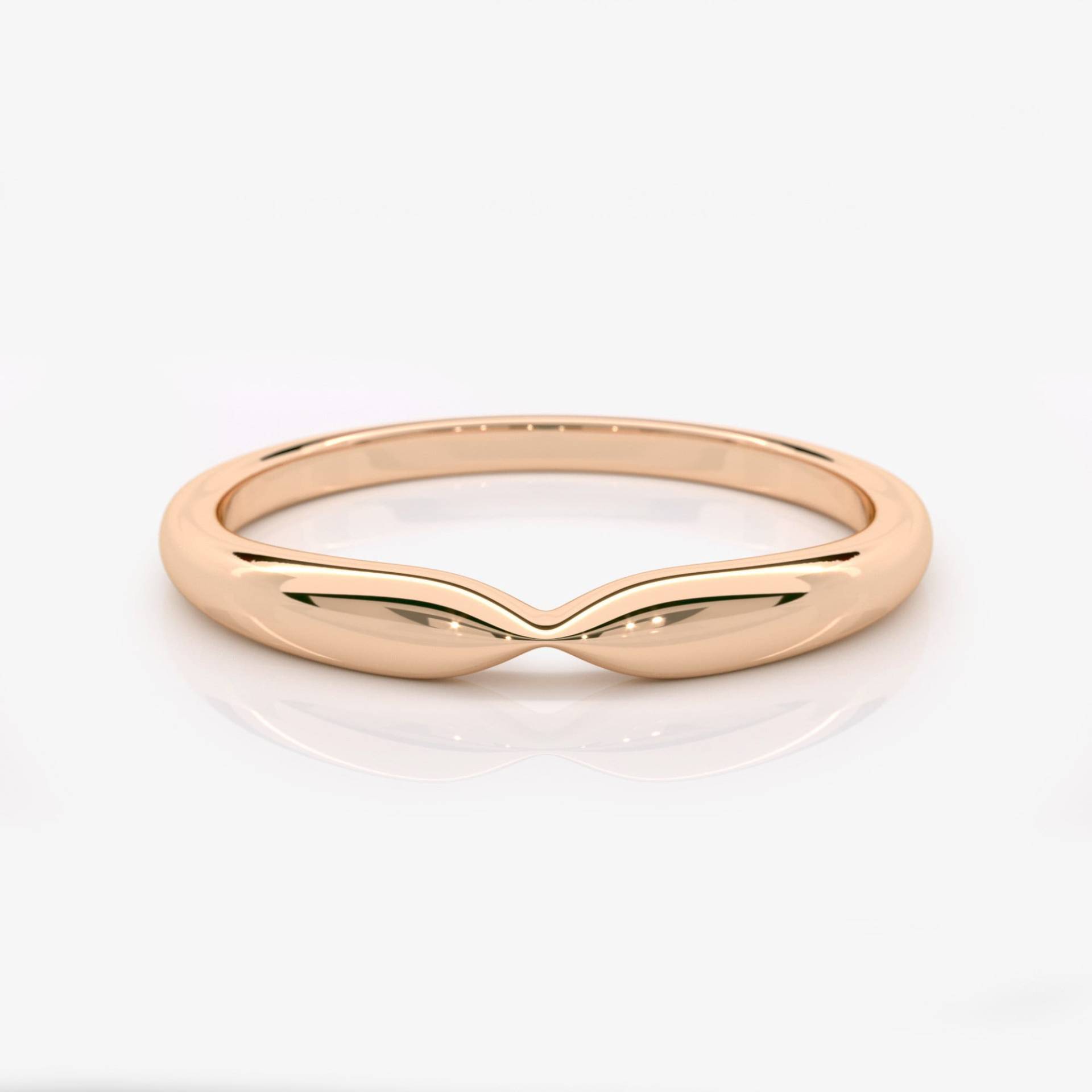 14K Rose Gold Ehering, Schmuck, Massiver Stapel Ring, Minimalistisch Versprechen Passende Eheringe von EliaFineJewelry
