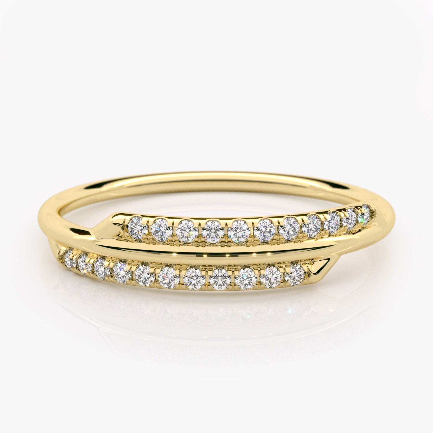 Moderner Diamant Ring, 14K Gold Eleganter Zweireihig Ehering, Feiner Schmuck von EliaFineJewelry