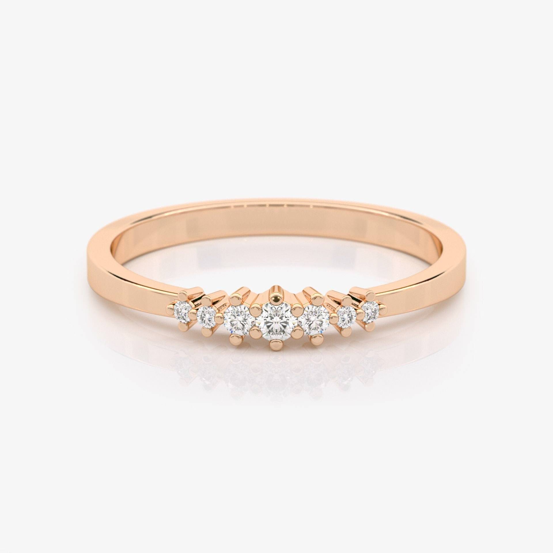 Schlichter Echter Diamant Ehering, Massiver 14K Roségold Stapelring, Lässiger Ring, 2mm Dünner Goldring von EliaFineJewelry