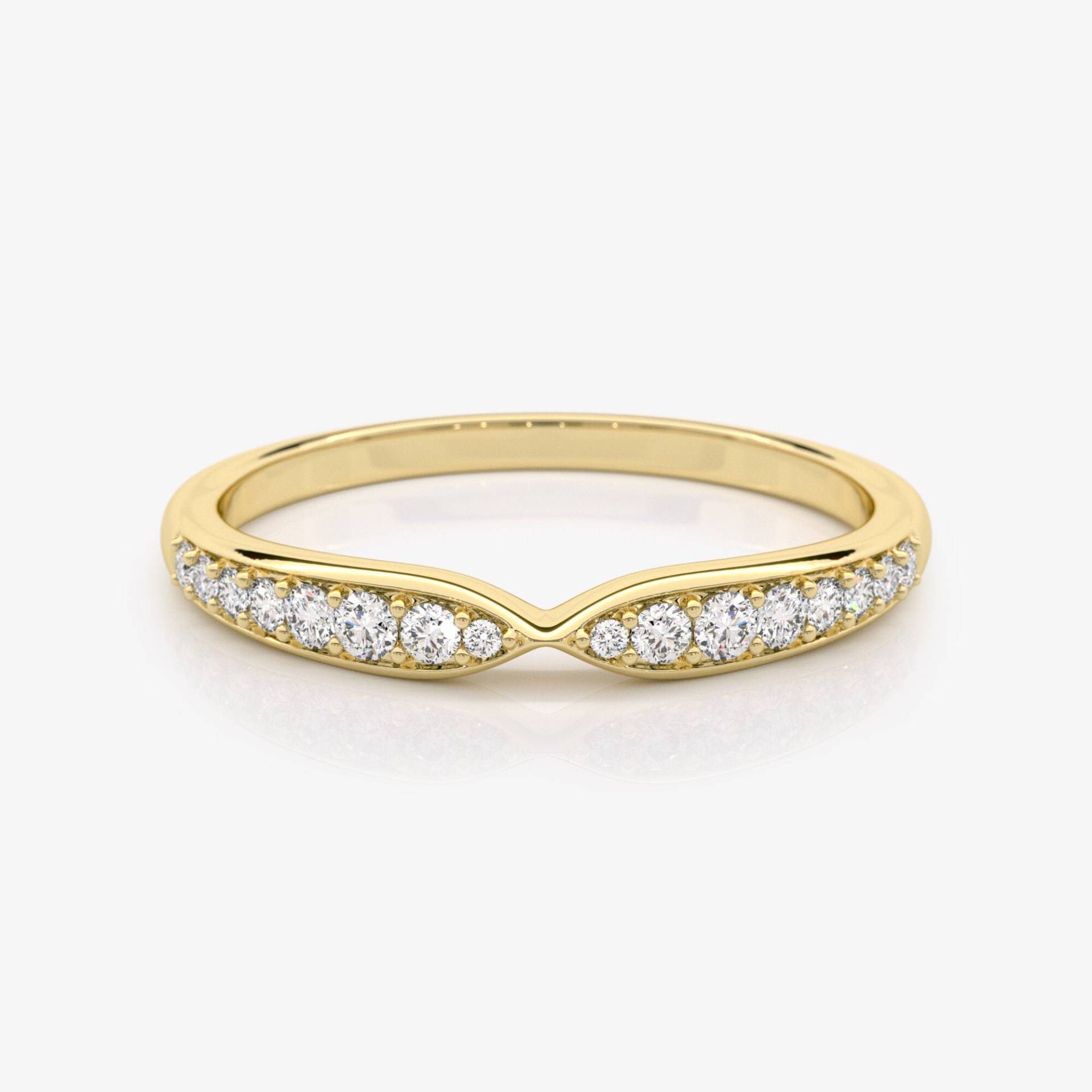 Zarter Diamant Ring, 14K Gold Ehering, Einzigartiges Hochzeitsband, Massiver Stapelring, Femininer Eleganter Minimalistisch von EliaFineJewelry