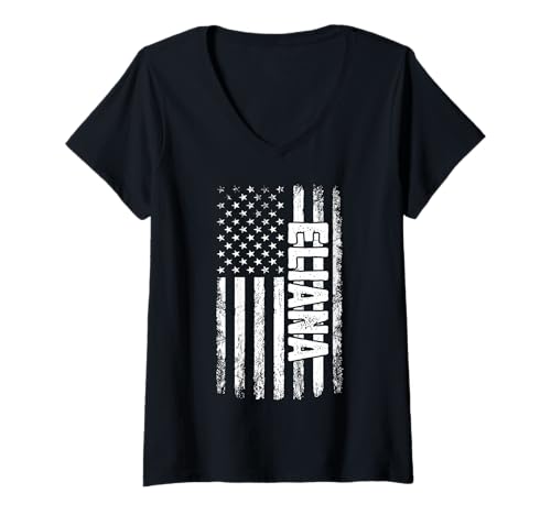 Damen Eliana persönlicher Name American Flag Retro Frauen lustig T-Shirt mit V-Ausschnitt Damen Eliana persönlicher Name American Flag Retro Frauen lustig T-Shirt mit V-Ausschnitt von Eliana Specialized First Girl Woman Name Tee