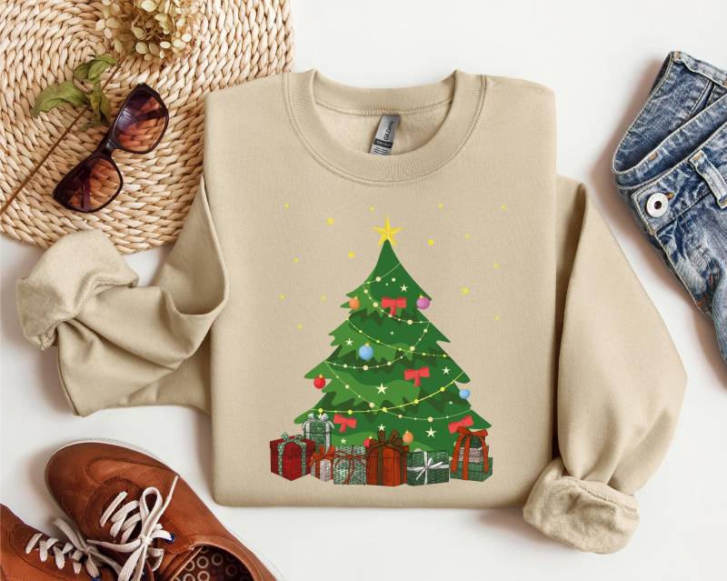 Weihnachtsbaum Sweatshirt, Weihnachtspullover, Weihnachts Shirt Für Frauen, Weihnachten Rundhalsausschnitt, Schickes Weihnachtsbäume T-Shirt von ElianaRoseDE