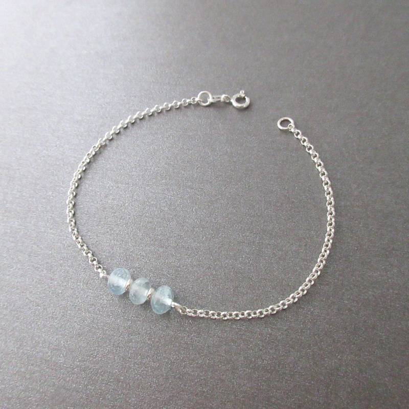 Aquamarinperlenarmband, Naturstein Und 925Er Silber Aquamarinperlenarmband, Naturstein Und 925Er Silber von ElianorBijoux