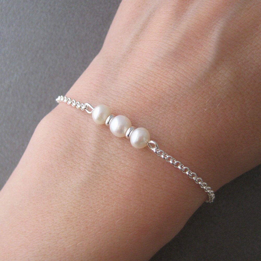 Armband Aus Drei Zuchtperlen Und 925Er Silber Armband Aus Drei Zuchtperlen Und 925Er Silber von ElianorBijoux