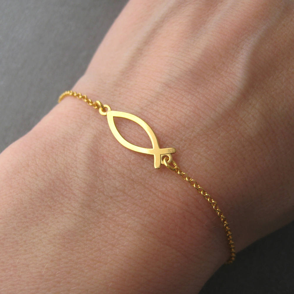 Edles Armband Mit Fischmotiv Und Christlichem Symbol in 24 Karat Vergoldung Edles Armband Mit Fischmotiv Und Christlichem Symbol in 24 Karat Vergoldung von ElianorBijoux