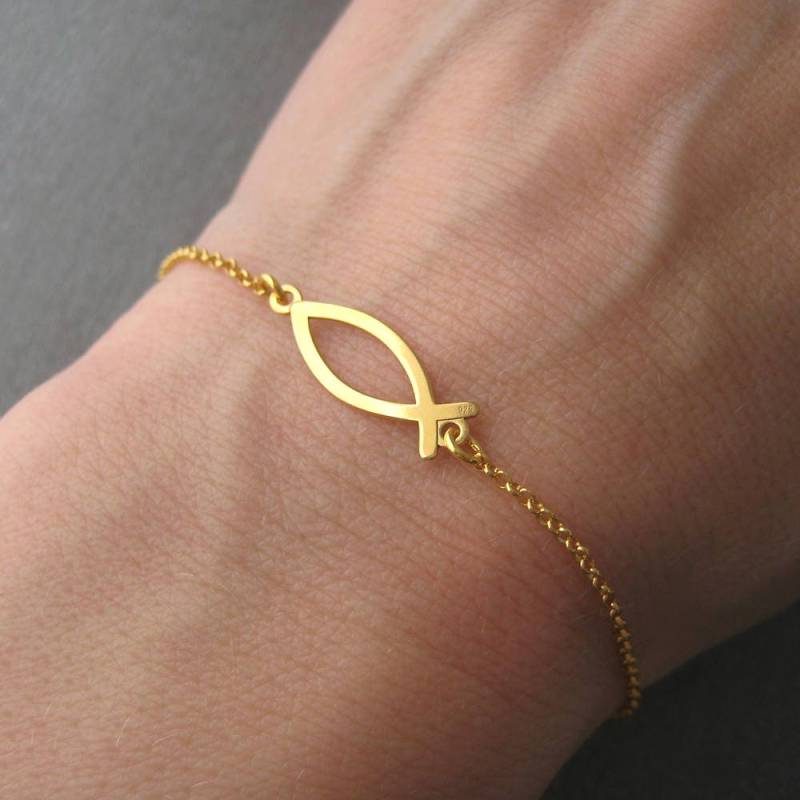 Edles Armband Mit Fischmotiv Und Christlichem Symbol in 24 Karat Vergoldung Edles Armband Mit Fischmotiv Und Christlichem Symbol in 24 Karat Vergoldung von ElianorBijoux