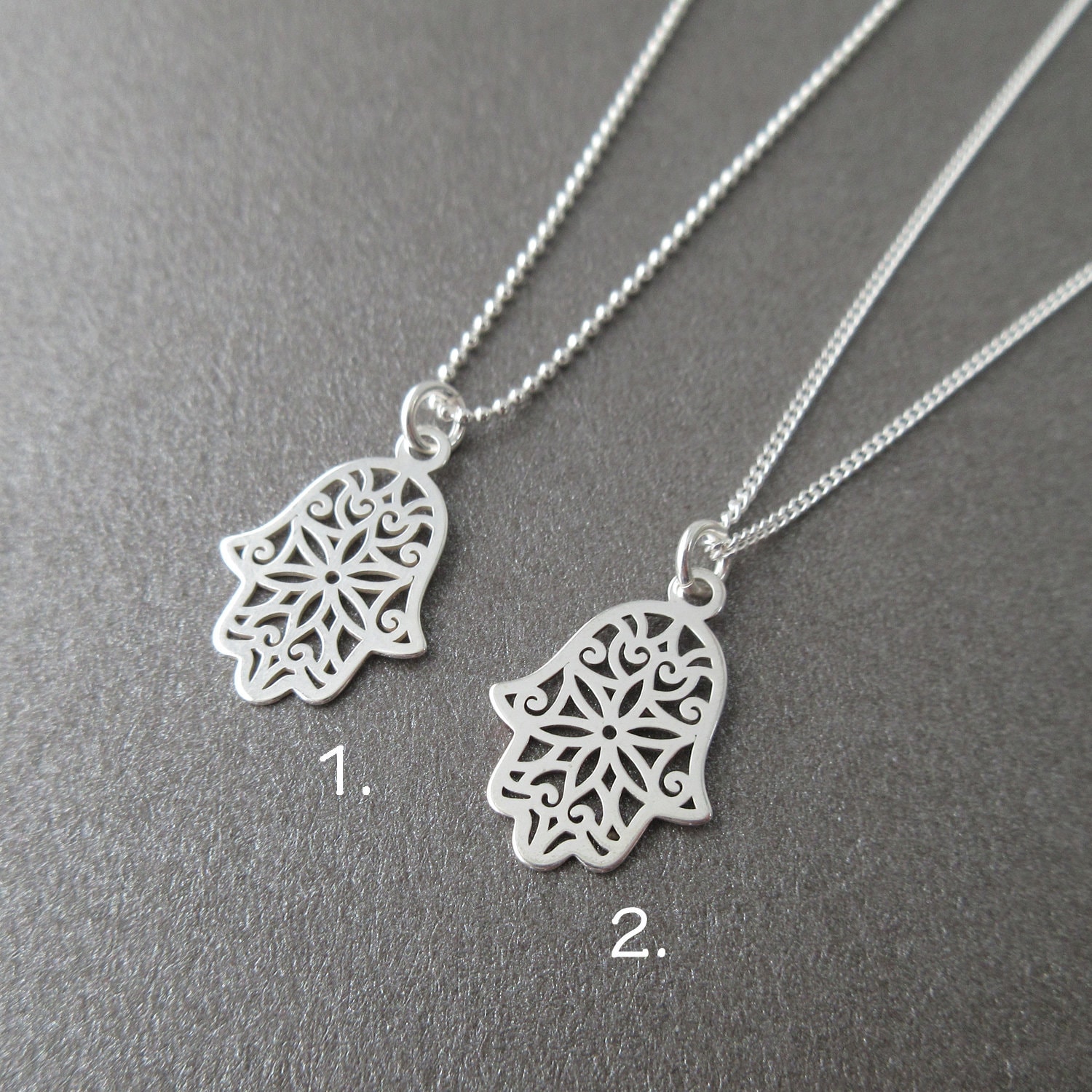 Halskette Mit Anhänger Hamsa Hand Der Fatima, 925 Sterling Silber Halskette Mit Anhänger Hamsa Hand Der Fatima, 925 Sterling Silber von ElianorBijoux
