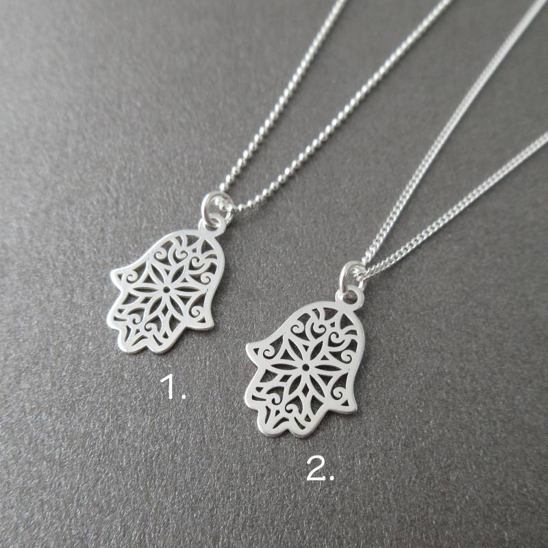 Halskette Mit Anhänger Hamsa Hand Der Fatima, 925 Sterling Silber Halskette Mit Anhänger Hamsa Hand Der Fatima, 925 Sterling Silber von ElianorBijoux