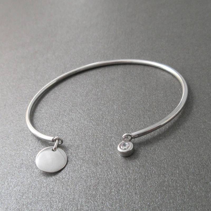 Offenes Armband Mit Scheibenanhängern Und Zirkonia in 925Er Silber von ElianorBijoux