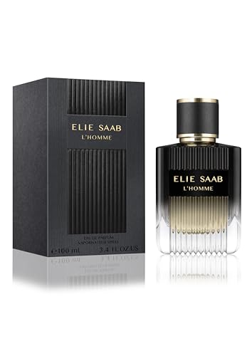 Elie Saab L'Homme 100 ml – Eau de Parfum für Herren – Holzig-Vetiver Duft – Raffinierte Noten von Bergamotte, Zedernholz, Vetiver, Patchouli und Myrrhe – Schwarze Verlaufslackierter Glasflakon von Elie Saab