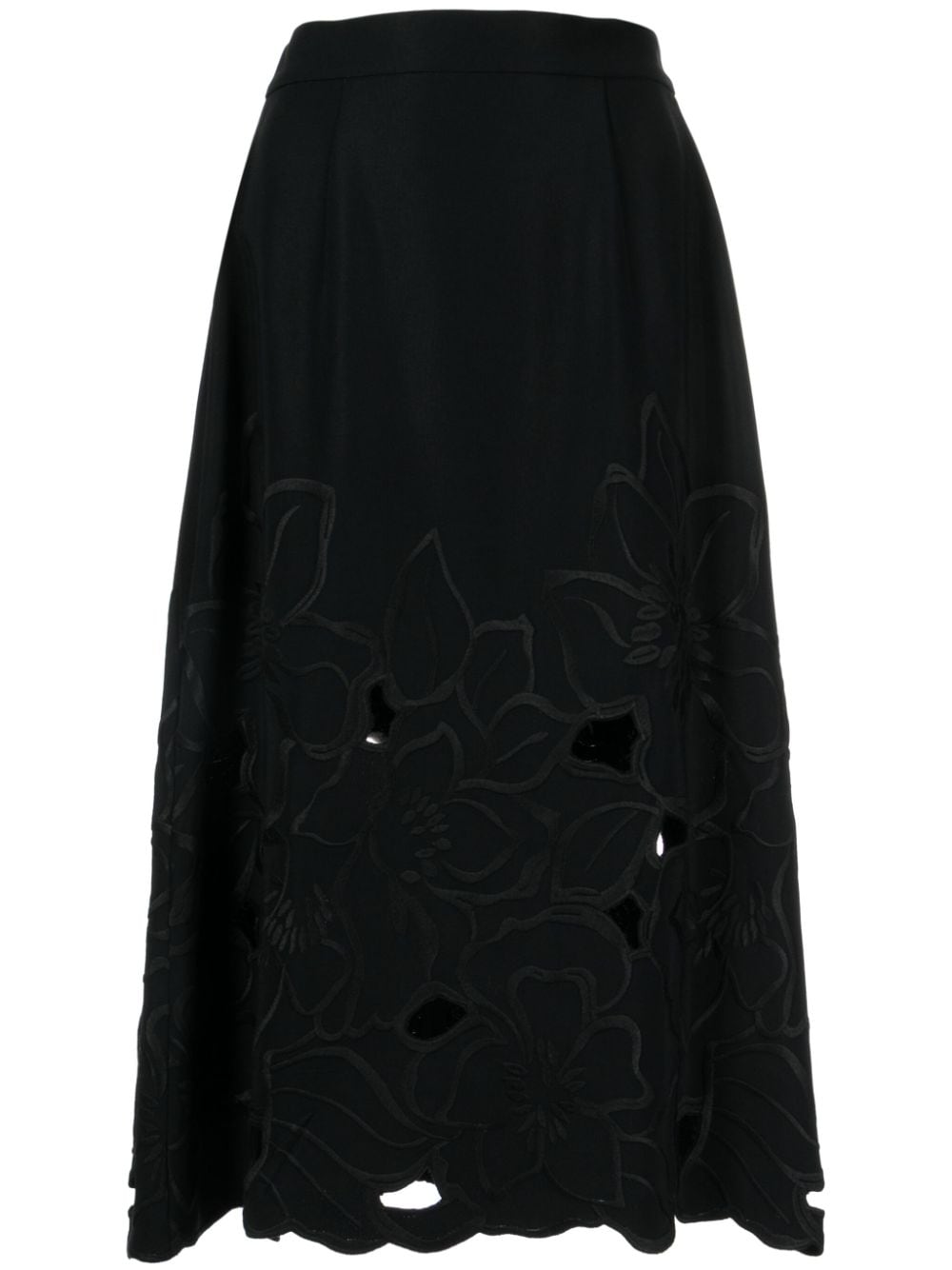 Elie Saab Midirock mit Cut-Out-Blumendetail - Schwarz von Elie Saab