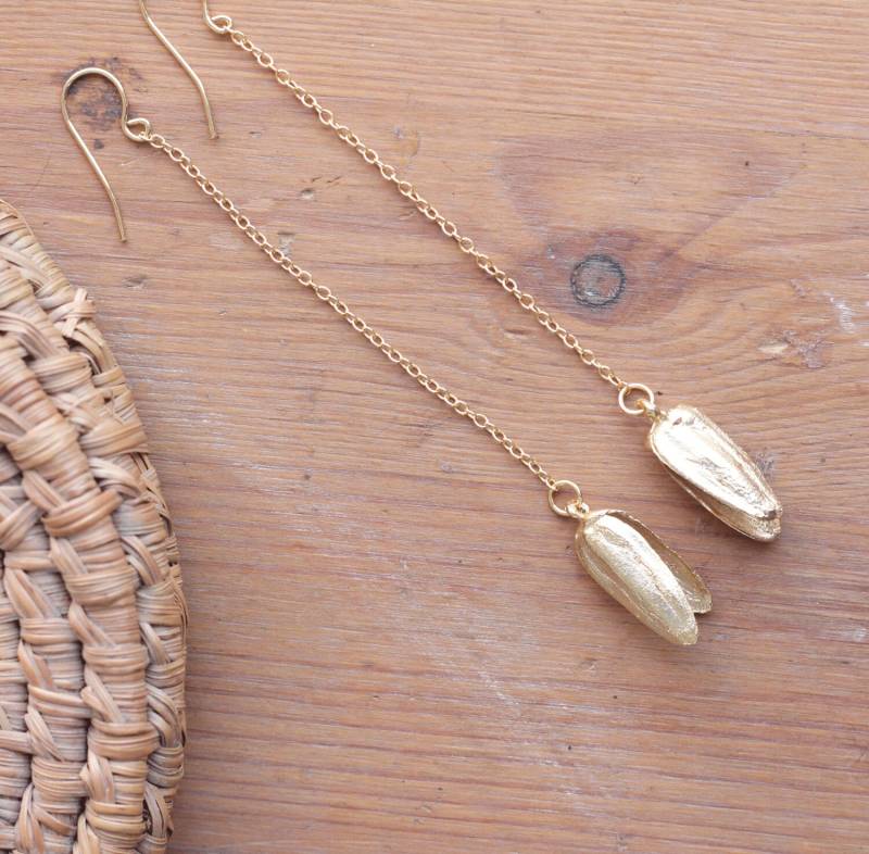 Ohrhänger, Ohrringe, Schlichte Lange Vergoldet Baumeln Zarte Hängende Zierliche Ohrringe von ElielTagar