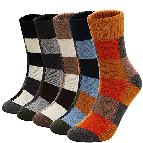 ElifeAcc - 5 Paar Damen Wollsocken Multipack aus hochwertiger Wolle für Komfort und Wärme in allen Jahreszeiten | Größe EU 35-43(Großes Karo,36-40) von ElifeAcc