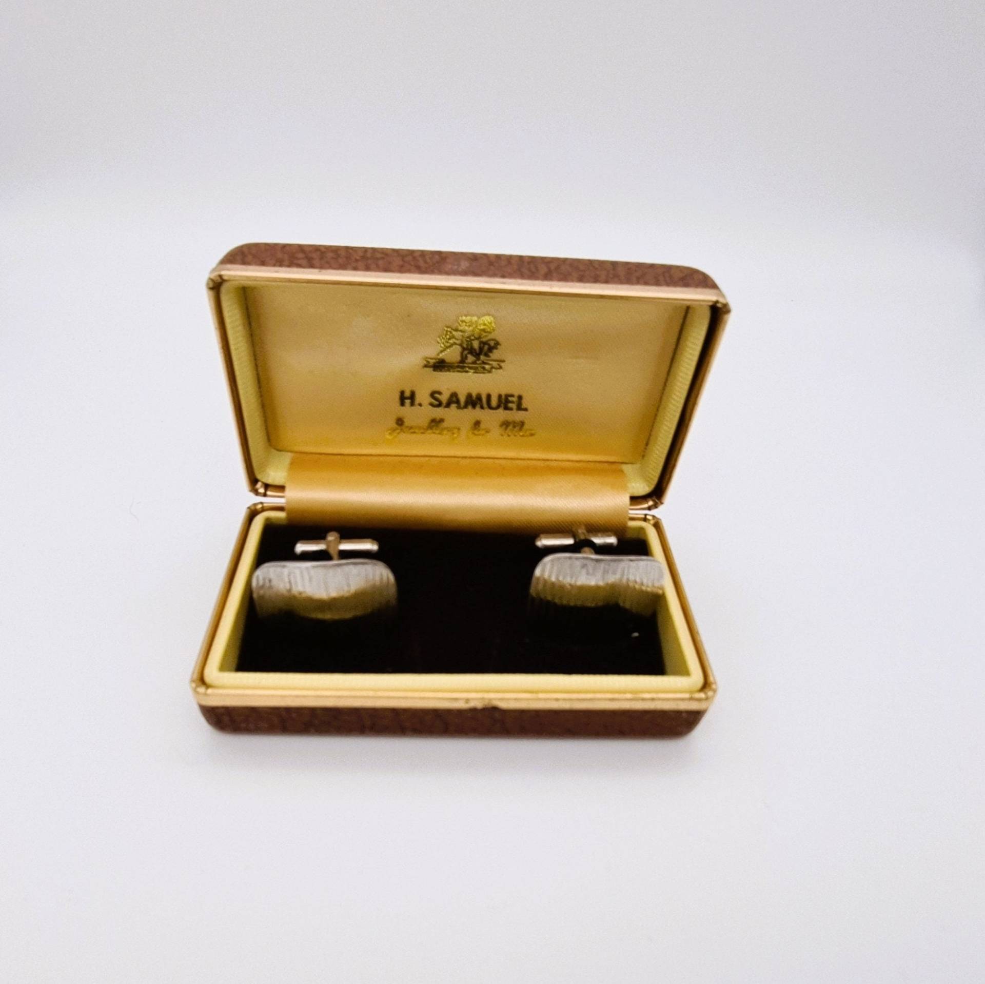 Vintage H.samuel Silberfarbene Manschettenknöpfe in Original Geschenkbox von EligiusGifts