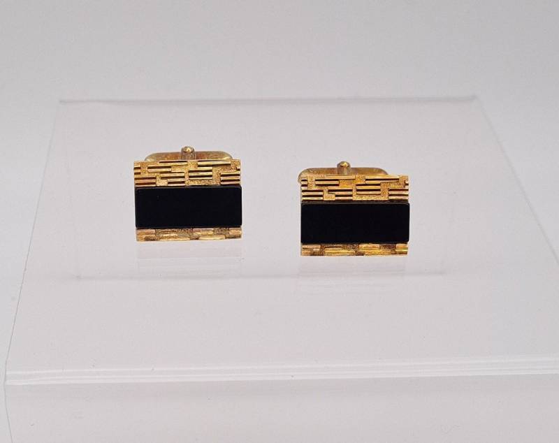 Schwarz Und Gold-Ton Manschettenknöpfe von EligiusVintageGifts