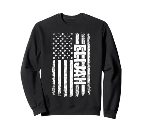 Elijah persönlicher Name American Flag Retro Männer Frauen Sweatshirt von Elijah spezialisierte den ersten Jungen Männer
