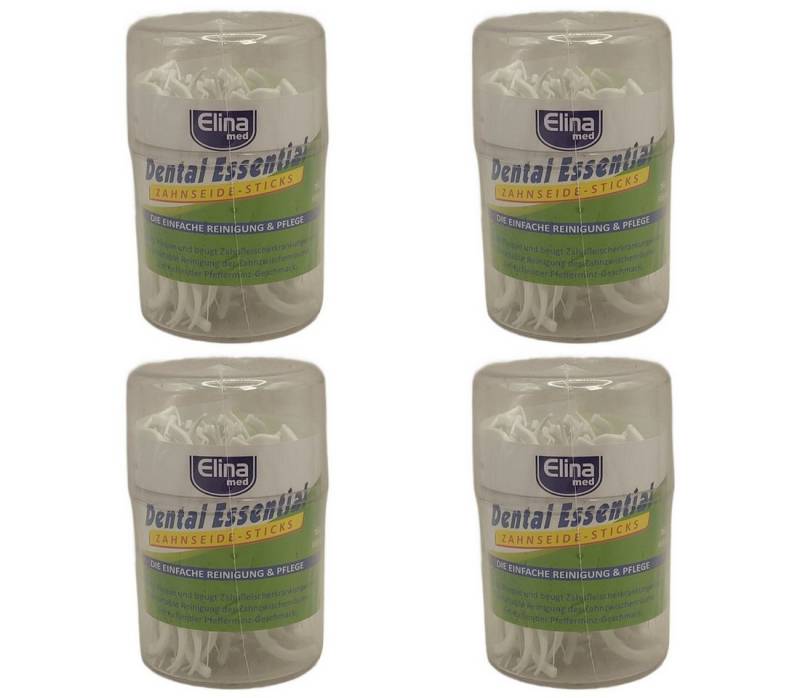 Elina Med Zahnseide 200 Zahnseidesticks Elina in PVC Reisebox, 4 x 50er Pack, ideal für von Elina Med