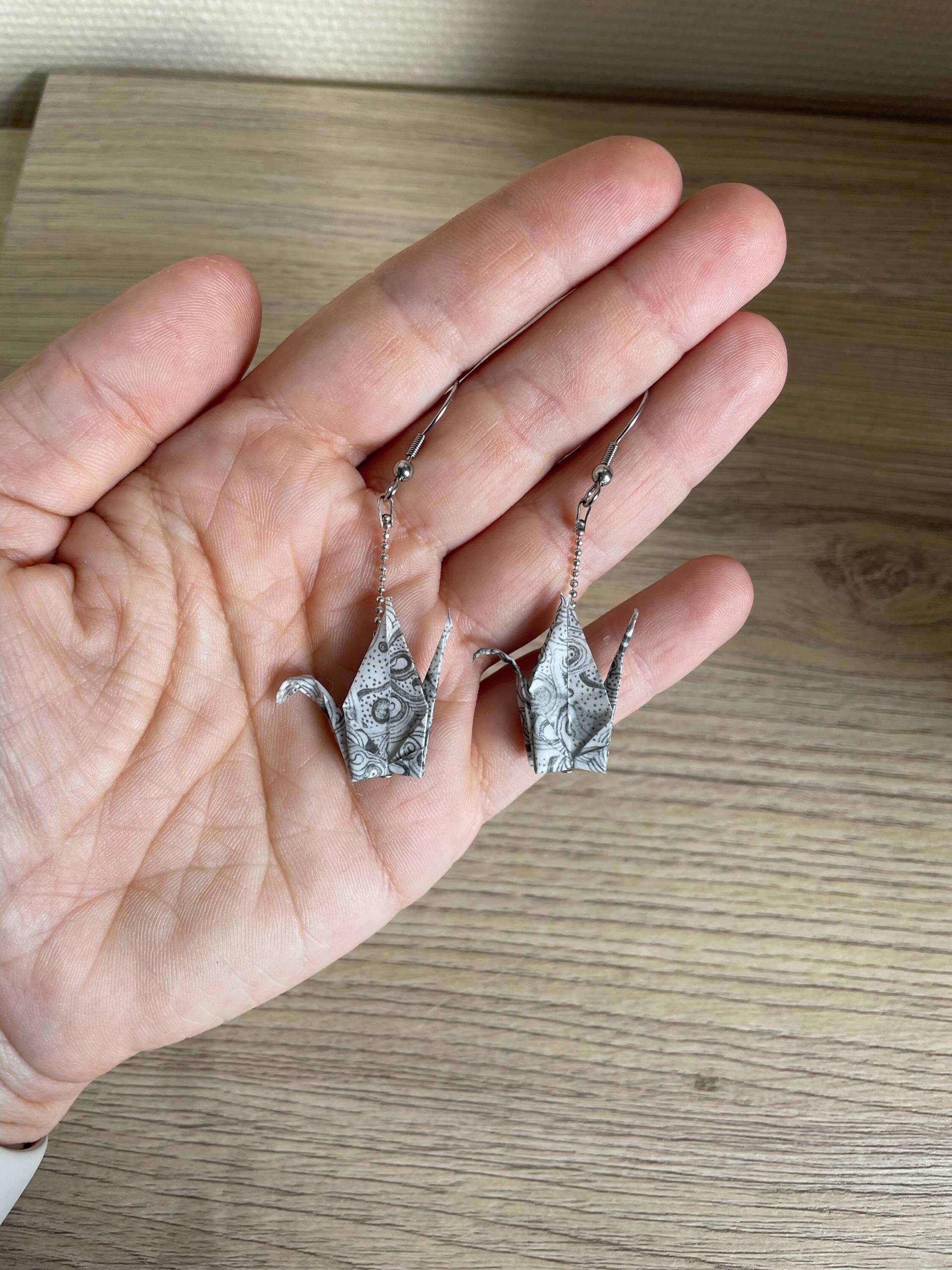 Origami-Schmuck Origami-Federkranich-Ohrringe von ElinaALittleMarket