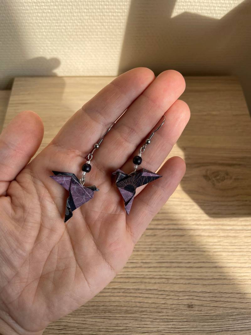 Origami-Schmuck Origami-Tauben Und Holzohrringe Origami-Schmuck Origami-Tauben Und Holzohrringe von ElinaALittleMarket