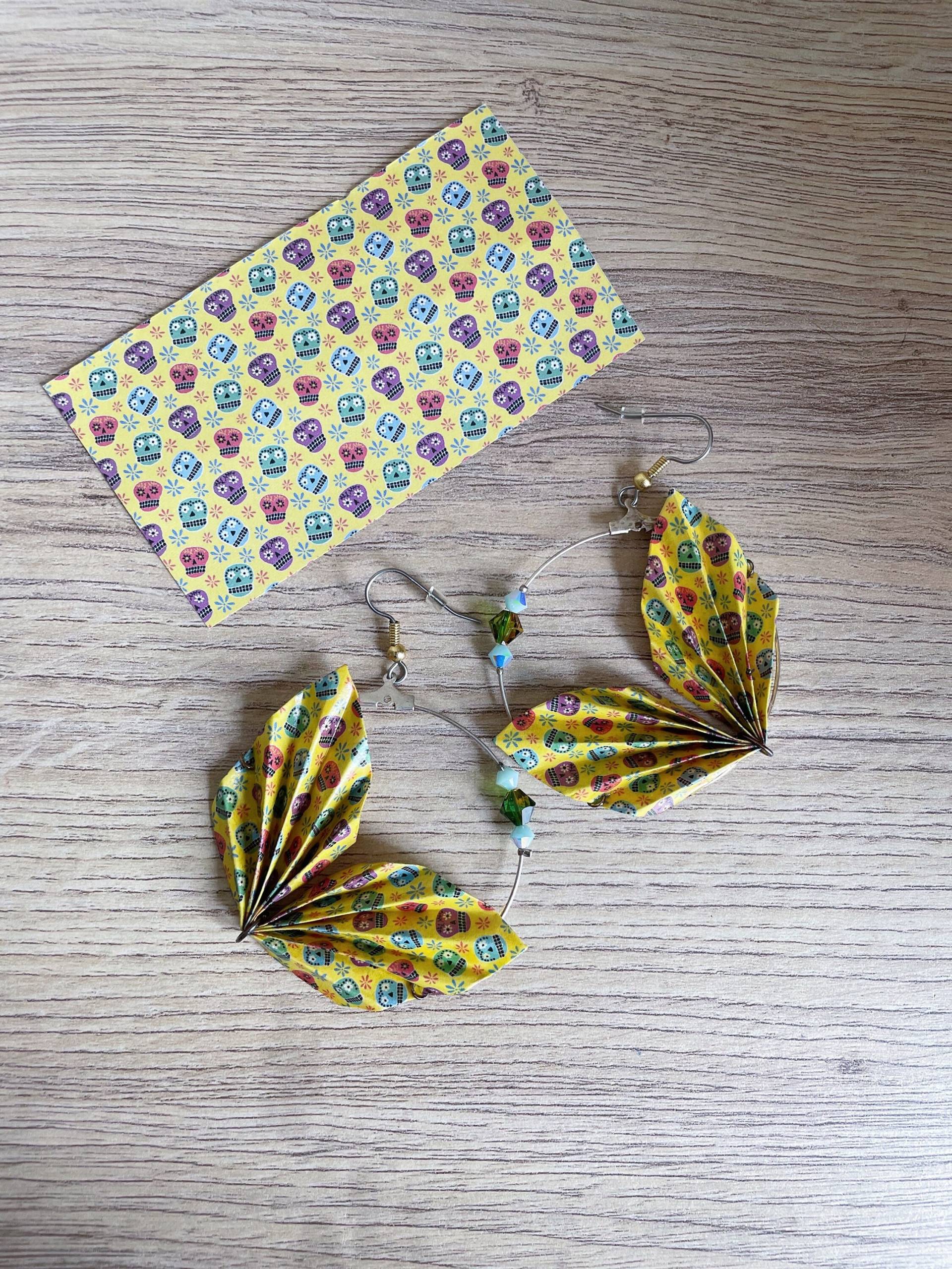 Origami-Schmuck Origami Und Swarovski Feder Creolen von ElinaALittleMarket