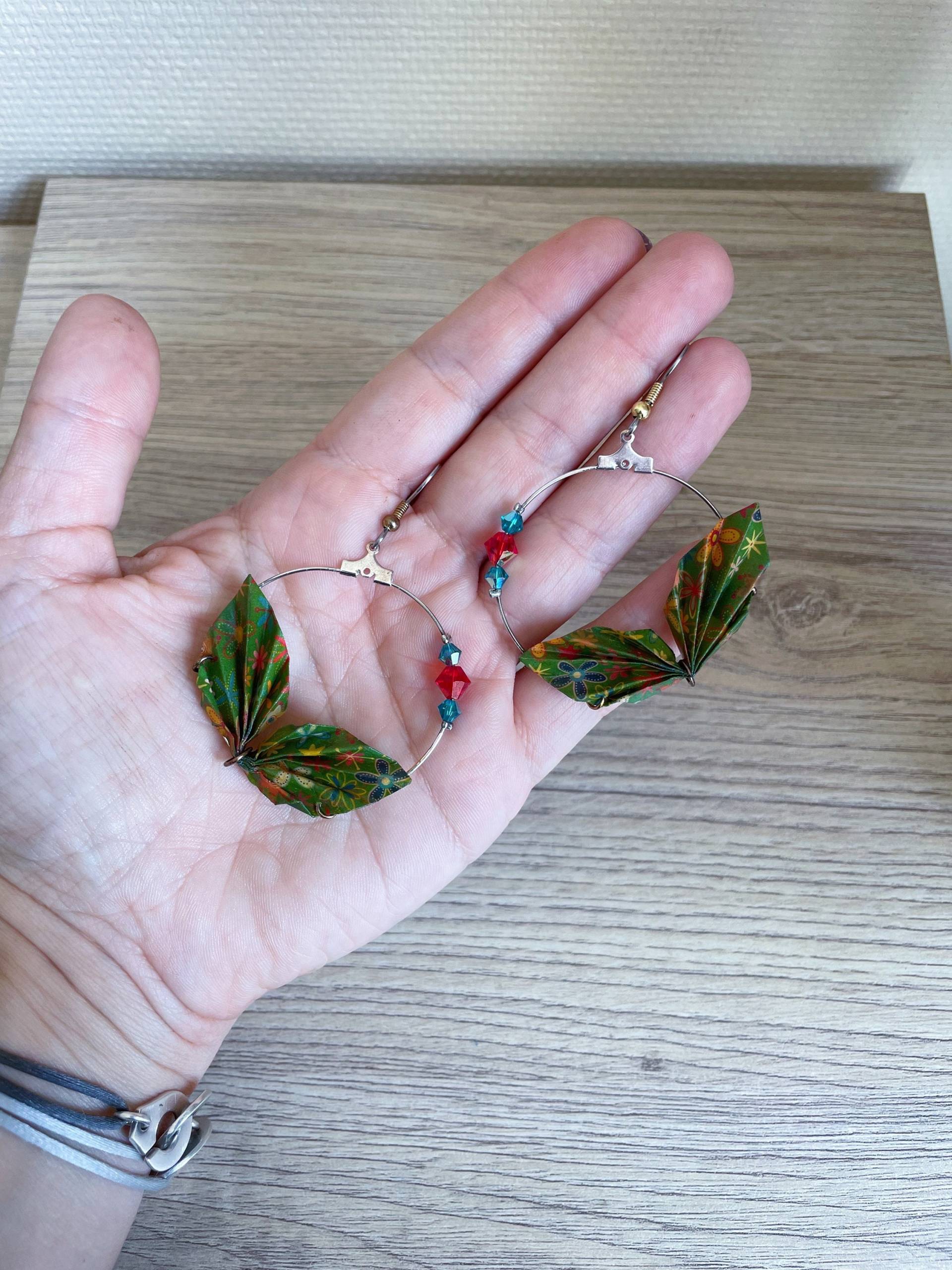 Origami-Schmuck Origami Und Swarovski Feder Creolen von ElinaALittleMarket