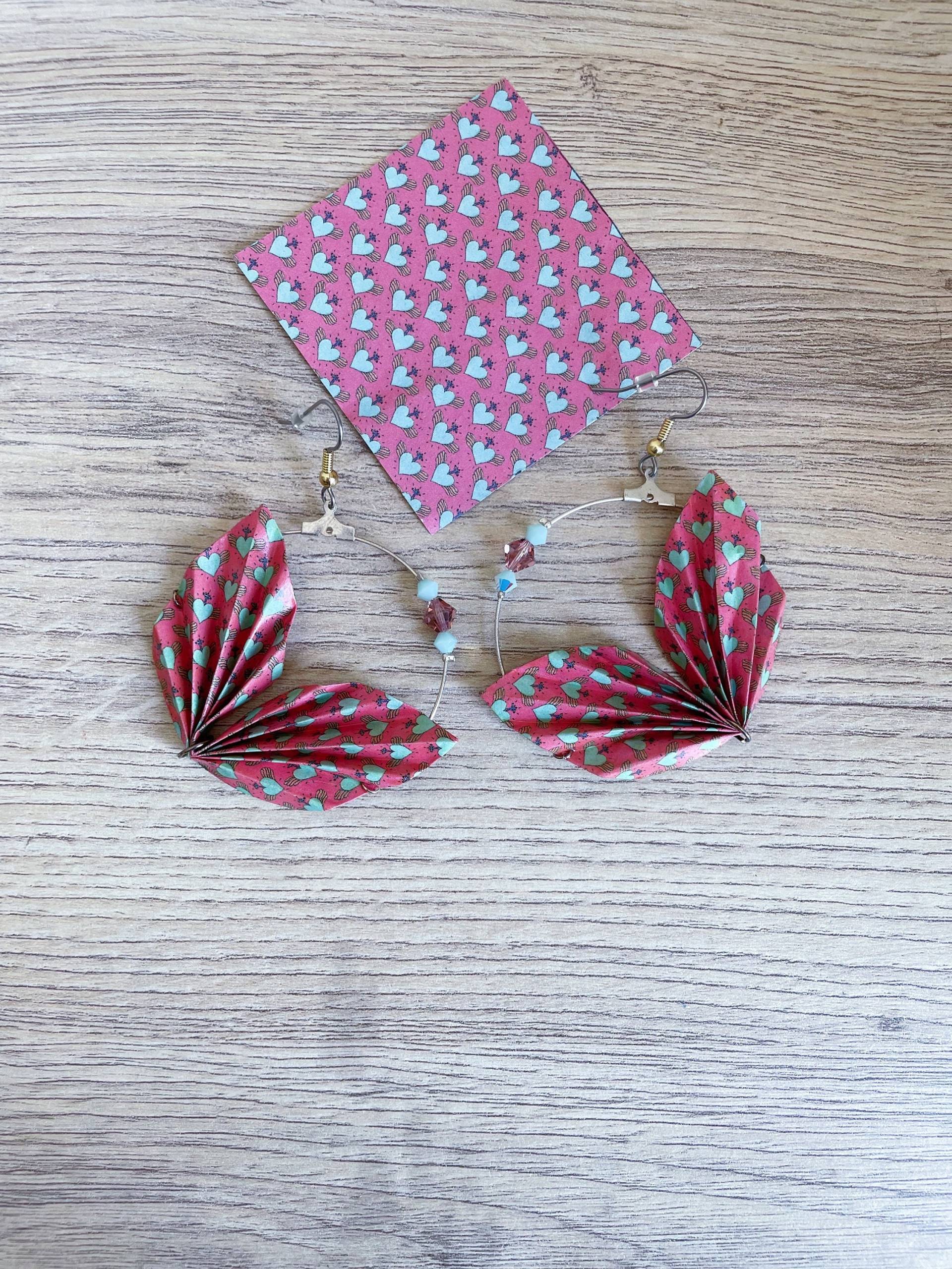 Origami-Schmuck Origami Und Swarovski Feder Creolen von ElinaALittleMarket