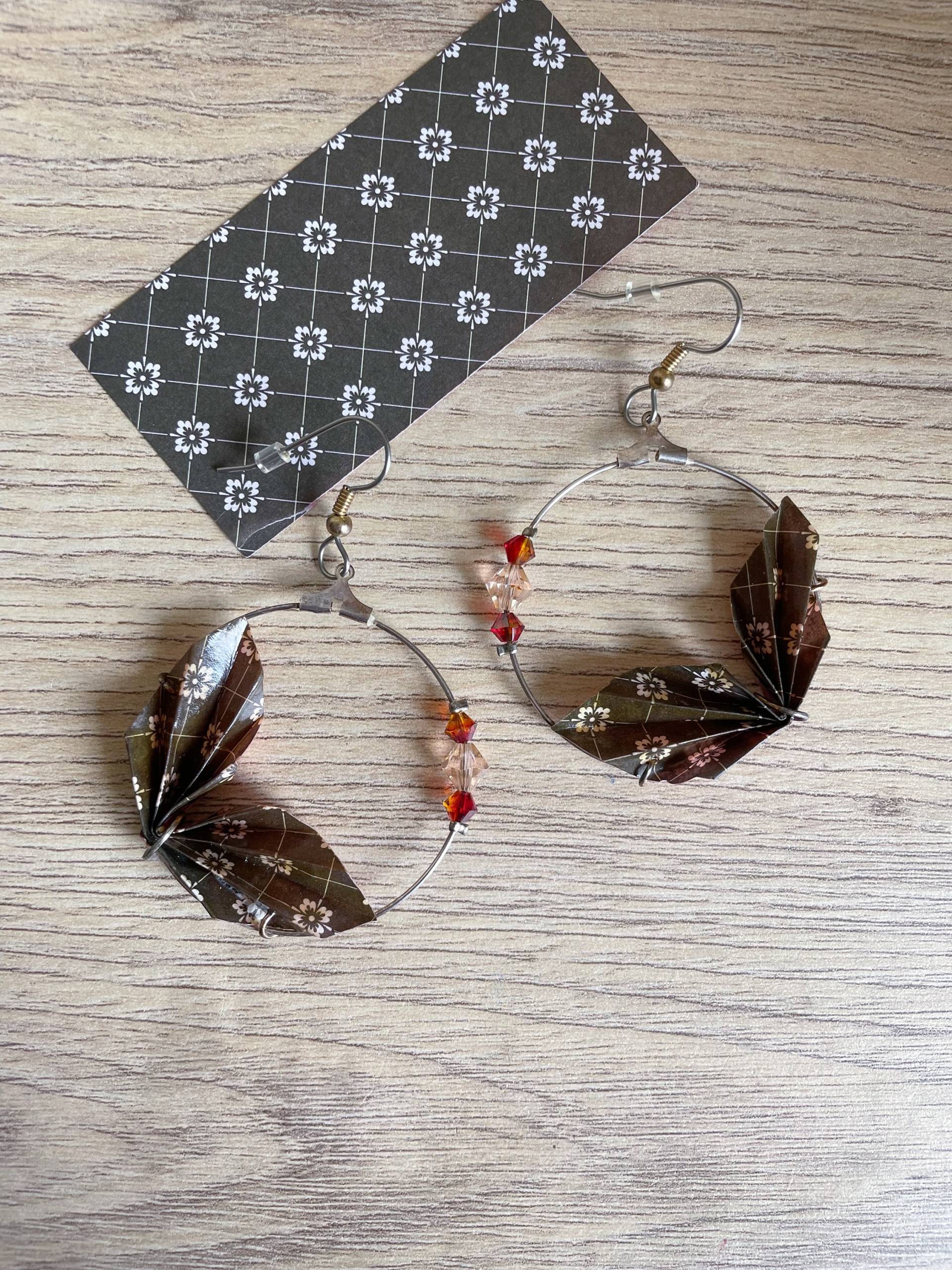 Origami-Schmuck Origami Und Swarovski Feder Creolen von ElinaALittleMarket