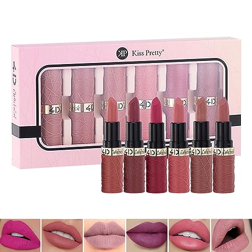 Langanhaltender Lippenstift | 6 Stück Matt Lippenstift - Wasserdichter, langlebiger, antihaftbeschichteter Becher, der nicht verblasst. Professionelles Lippen-Make-up-Set für Frauen Elinrat von Elinrat