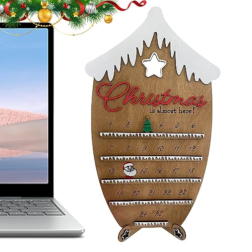 Weihnachts-Countdown-Adventskalender,Weihnachts-Adventskalender mit Zwergenmotiv aus Holz | Kreative rote Winterszene mit Santa Chimney Elch-Türschildern zum Aufhängen, Haushaltsdekoration Elinrat von Elinrat