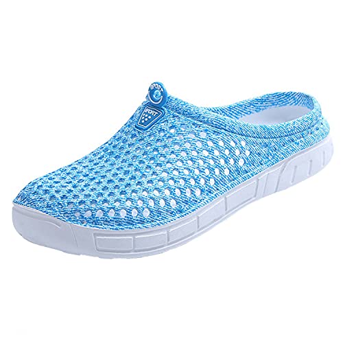Damen Clogs Pantoletten Sommer Hausschuhe Gartenschuhe Leicht Atmungsaktiv Leichte schnell trocknende Schuhe Sandalen Blau 37 von ElioGn