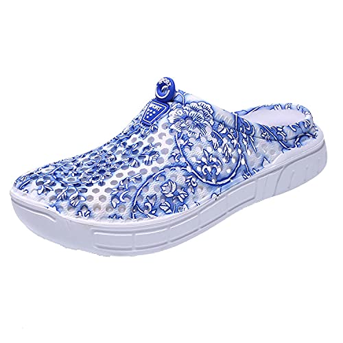 Damen Clogs Pantoletten Sommer Hausschuhe Gartenschuhe Leicht Atmungsaktiv Leichte schnell trocknende Schuhe Sandalen Leicht.Blau 39 von ElioGn