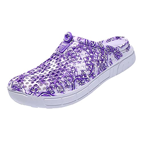 Damen Clogs Pantoletten Sommer Hausschuhe Gartenschuhe Leicht Atmungsaktiv Leichte schnell trocknende Schuhe Sandalen Leicht.grau 39 von ELIOGN